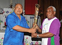 Governor-General Sir Frank Kabui receiving the Queen's Baton for the Delhi Commonwealth Games, 2010 The Governor-General of the Solomon Islands, Sir Frank Kabui receives the Queen`s Baton 2010 Delhi from the Vice President of Commonwealth Games Federation, Oceania Region.jpg