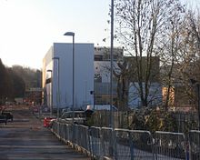 The building stands at the end of a new access road. The Keep, Woollards Field, Brighton (December 2012) (2).JPG