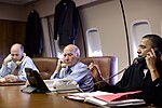 Thumbnail for File:Tom Donilon, Bill Daley and Barack Obama on telephone, 2011.jpg