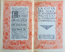 Tommaso Campanella, La Città del Sole, Carabba, 1915