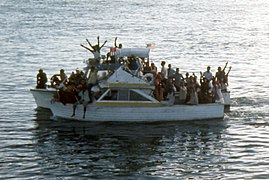 An overloaded boat of Marielitos in Key West.