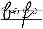 Simplified initial font, example of the start and stop points on the upper central band