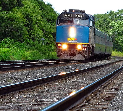 Via Rail train in Scarborough, Canada