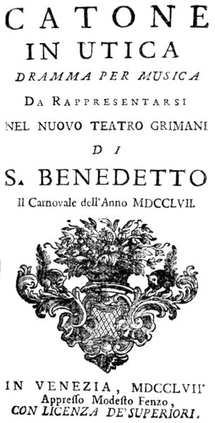 File:Vincenzo Legrenzio Ciampi - Catone in Utica - title page of the libretto, Venice 1756.png