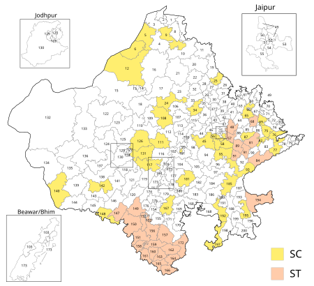 Map of Rajasthan assembly constituencies Wahlkreise zur Vidhan Sabha von Rajasthan.svg