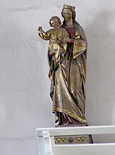 Statue Vierge à l'enfant (XIXe ?) sur la tribune d'orgue