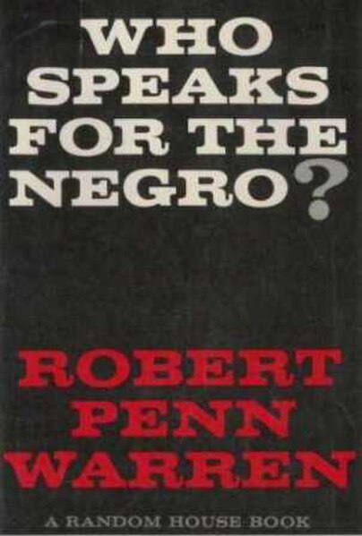 Original Random House cover for Robert Penn Warren's book Who Speaks for the Negro?