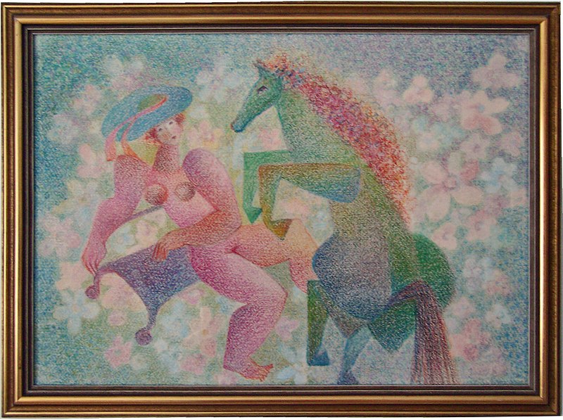 File:Woman with Horse, oil pastells.jpg