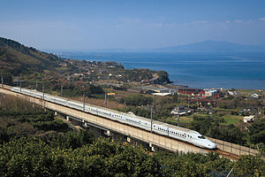 Class N700 train on the Kagoshima route of the Kyushu Shinkansen