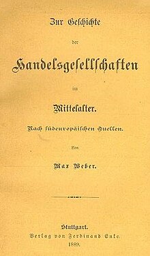 First publication ZurGeschichteDerHandelsgesellschaftenImMittelalter-en.jpg