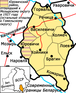 El distrito de Rechitsa en el mapa