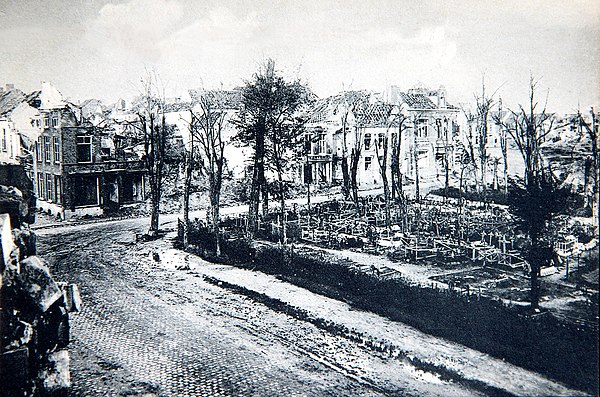 Destruction caused to the city of Nieuport in November 1917