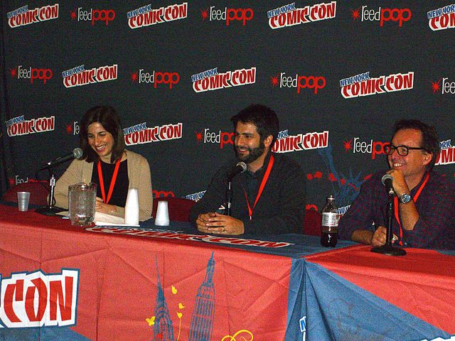 Ned Vizzini and Columbus at the New York Comic Con, 2012