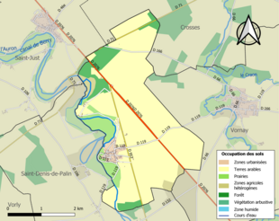 Kolorowa mapa przedstawiająca użytkowanie gruntów.