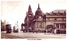 Postcard of the Kelvin Hall, Glasgow with Kelvingrove Museum & Art Galleries opposite, in the 1930s 1938 Kelvin Hall Glasgow postcard.jpg