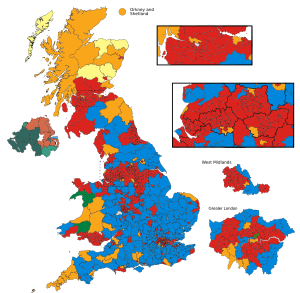 The nominal results of the 2005 election on the new boundaries (note that Scotland remained the same from 2005). 2005UKElectionNominalMap.svg