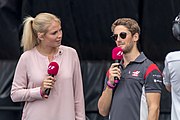 Giving an interview to Rosanna Tennant at the 2017 United States Grand Prix (21 October 2017)