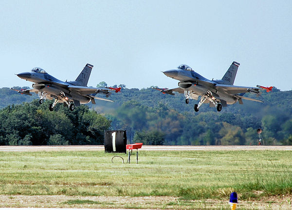 457th Fighter Squadron F-16s taking off from Carswell Field