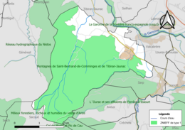 Carte des ZNIEFF de type 1 localisées sur la commune.