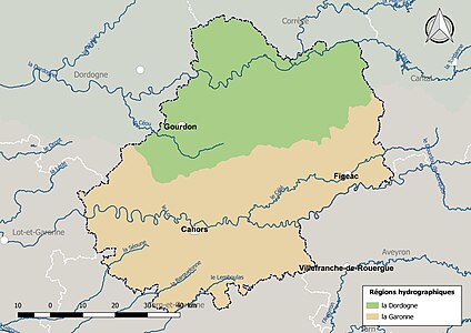 Le territoire du Lot se répartit en 2 régions hydrographiques.