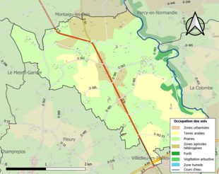 Barevná mapa znázorňující využití půdy.