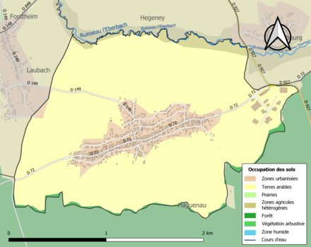 Carte en couleurs présentant l'occupation des sols.