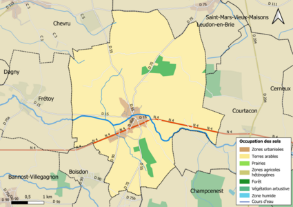 Carte des infrastructures et de l'occupation des sols en 2018 (CLC) de la commune.