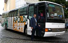 Linienbus der PVG als Werbeträger für Apolda