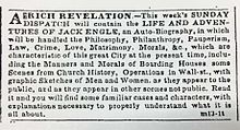 Advertisement promoting Life and Adventures of Jack Engle by Walt Whitman in The New York Times, March 13, 1852 Ad promoting The Life and Adventures of Jack Engle by Walt Whitman in NYT.jpg