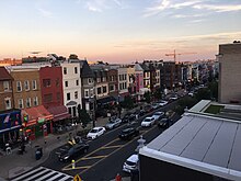 A month-long pop-up exhibition featuring emerging artists and creatives took place in Adams Morgan, Northwest of Washington, D.C., 2011 Aerial View of 18th St.jpg