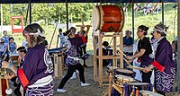 Bilder vom Zelt Musik Festival 2023 in Freiburg im Breisgau:Akaishi Daiko Freiburg e. V. ein Taiko () Gruppe bei ihrem Auftritt am 15.07.2023