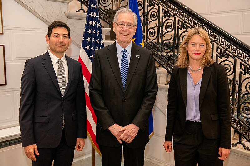 File:Ambassador meeting with Carnegie Endowment President Mariano-Florentino “Tino” Cuéllar and Rosa Balfour on April 28, 2022.jpg