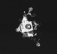 Lunar Module Aquarius after it was jettisoned above the Earth