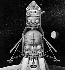 Early Apollo configuration for Direct Ascent and Earth Orbit Rendezvous, 1961 Apollo Direct Ascent.png