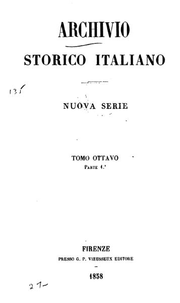File:Archivio storico italiano, VIII, 4, 1858.djvu