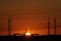 Sunrise at the launch pad prior to the rollout of Soyuz TMA-13, October 10, 2008.