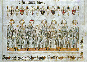 Ilustracija iz Codexa Balduineusa (oko 1340.) Sedam kneževa izbornika bira Henrika VII za cara Svetog rimskog carstva