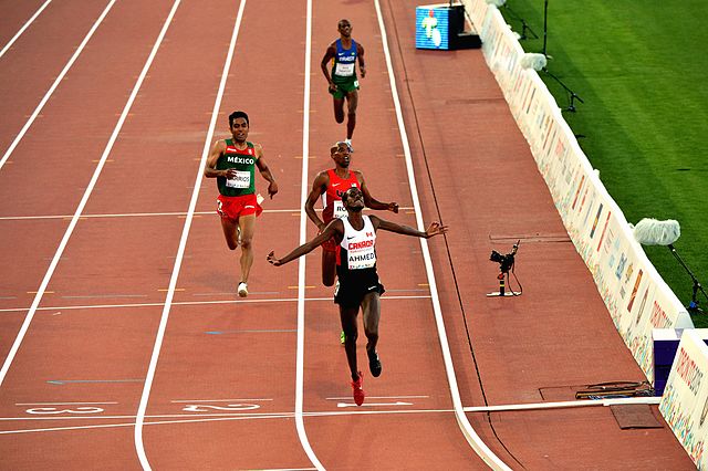 Ahmed winning gold at the 2015 Pan American Games.