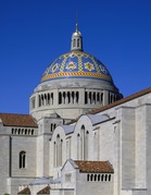 Basilica of the National Shrine of the Immaculate Conception in Washington, D.C. with colored Ludowici tiles on dome