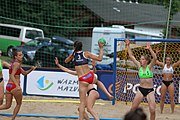 Deutsch: Beachhandball Europameisterschaften 2019 (Beach handball Euro); Tag 3: 4. Juli 2019 – Frauen, Platzierungsrunde Gruppe IV, Russland-Slowenien 2:0 (18:11, 20:16) English: Beach handball Euro; Day 3: 4 July 2019 – Women Consolation Round Group IV – Russia-Slovenia 2:0 (18:11, 20:16)