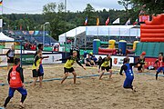 Deutsch: Beachhandball Europameisterschaften 2019 (Beach handball Euro); Tag 5: 6. Juli 2019 – Männer, Platzierungsspiel für die Ränge 5–8, Frankreich-Deutschland 0:2 (18:22, 16:19) English: Beach handball Euro; Day 5: 6 July 2019 – Placement Match/Cross Match for rank 5–8 Men – Frankreich-Deutschland 0:2 (18:22, 16:19)