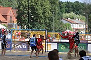 Deutsch: Beachhandball Europameisterschaften 2019 (Beach handball Euro); Tag 3: 4. Juli 2019 – Männer, Hauptrunde Gruppe II, Ungarn-Schweiz 2:0 (26:24, 27:24) English: Beach handball Euro; Day 3: 4 July 2019 – Men Main Round Group II – Hungary-Switzerland 2:0 (26:24, 27:24)