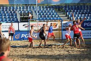 Deutsch: Beachhandball Europameisterschaften 2019 (Beach handball Euro); Tag 4: 5. Juli 2019 – Männer, Viertelfinale, Russland-Polen 2:0 (30:22, 19:18) English: Beach handball Euro; Day 4: 5 July 2019 – Quarter Final Men – Russia-Poland 2:0 (30:22, 19:18)