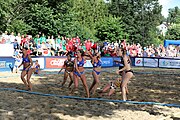 Deutsch: Beachhandball Europameisterschaften 2019 (Beach handball Euro); Tag 4: 5. Juli 2019 – Frauen, Viertelfinale, Spanien-Ungarn 1:2 (14:16, 26:16, 2:5) English: Beach handball Euro; Day 4: 5 July 2019 – Quarter Final Women – Spain-Hungary 1:2 (14:16, 26:16, 2:5)