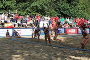 Deutsch: Beachhandball Europameisterschaften 2019 (Beach handball Euro); Tag 4: 5. Juli 2019 – Frauen, Viertelfinale, Spanien-Ungarn 1:2 (14:16, 26:16, 2:5) English: Beach handball Euro; Day 4: 5 July 2019 – Quarter Final Women – Spain-Hungary 1:2 (14:16, 26:16, 2:5)