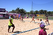 Deutsch: Beachhandball bei den Olympischen Jugendspielen 2018; Tag 3, 10. Oktober 2018; Mädchen, Vorrunde, Gruppe A - Kroatien-Amerikanisch Samos 2:0 English: Beach handball at the 2018 Summer Youth Olympics at 10 October 2018 – Girls Preliminary Round Group A‎ – Croatia-American Samoa 2:0