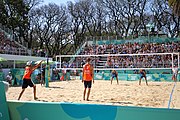 Deutsch: Beachvolleyball bei den Olympischen Jugendspielen 2018; Tag 11, 17. Oktober 2018; Jungen,Finale – Niederlande (Matthew Immers/Yorick de Groot)-Schweden (David Åhman/Jonatan Hellvig) 0:2 (20–22/15–21) English: Beach volleyball at the 2018 Summer Youth Olympics at 17 October 2018 – Final – Netherlands (Matthew Immers/Yorick de Groot)-Sweden (David Åhman/Jonatan Hellvig) 0:2 (20–22/15–21)