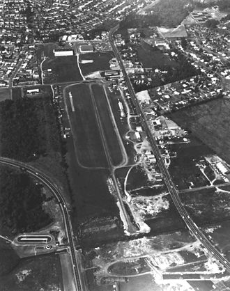 Aerial view of Bernard's Airport in 1966, looking north Beaverton Airport, 1966 (Beaverton, Oregon Historical Photo Gallery) (207).jpg