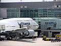 Eine Boeing 747 der Lufthansa mit schönen Reflektionen.