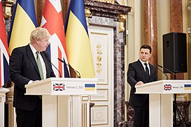 Boris Johnson and Ukrainian President Volodymyr Zelenskyy in February 2022 Boris Johnson's visit to Ukraine in occasion of the possible Russian invasion (9).jpg